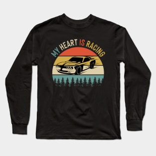 Fathers Day Retro Vintage Speedway Car Racing Long Sleeve T-Shirt